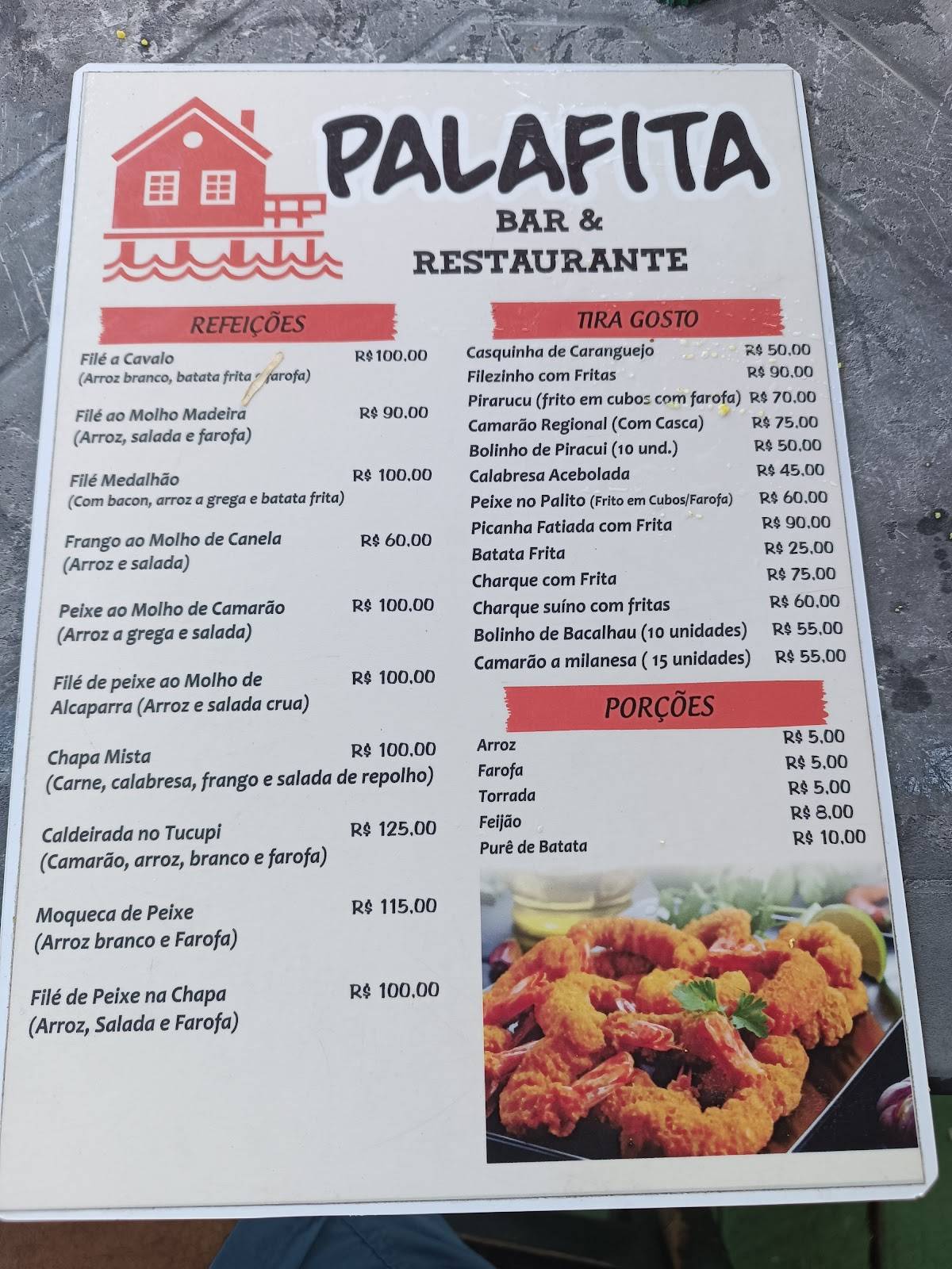 Restaurante Palafita cardápio