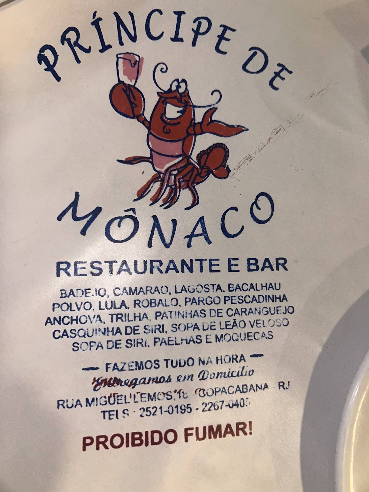 Restaurante Príncipe de Mônaco - (Copacabana) cardápio