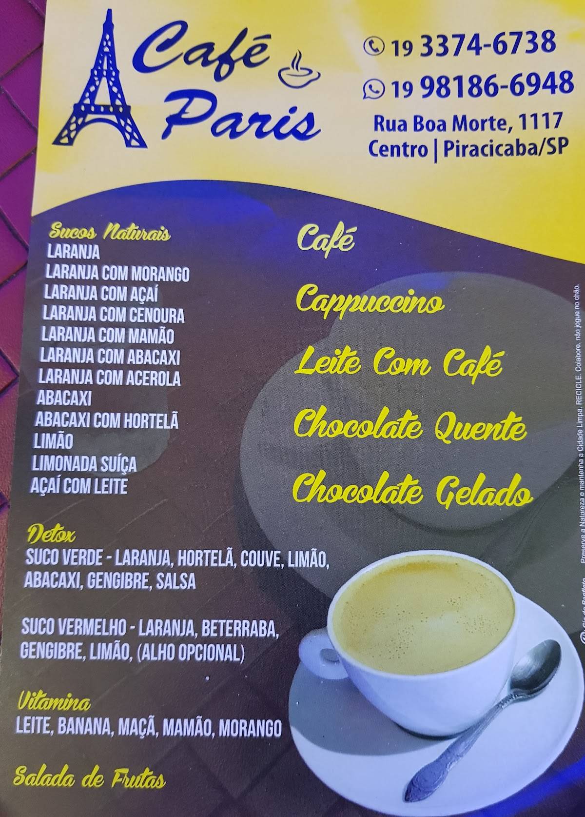 Restaurante & Café Paris cardápio