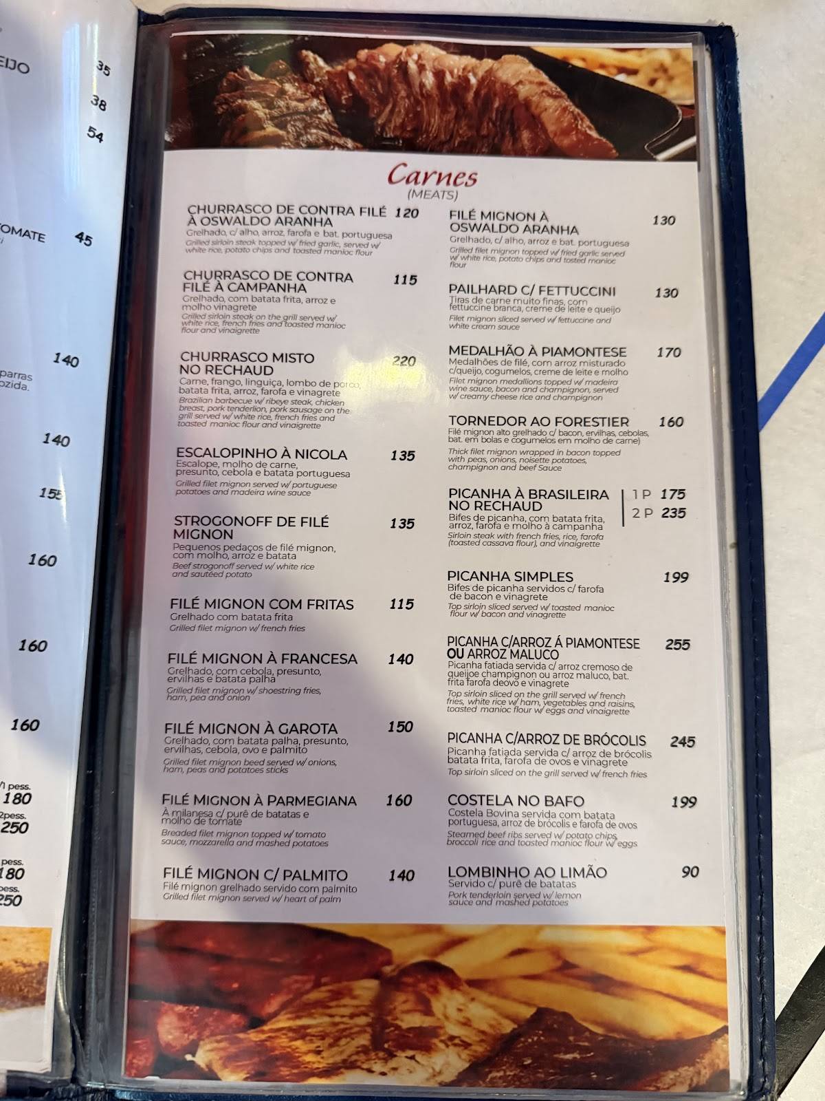 Restaurante e Bar Garota da Urca cardápio