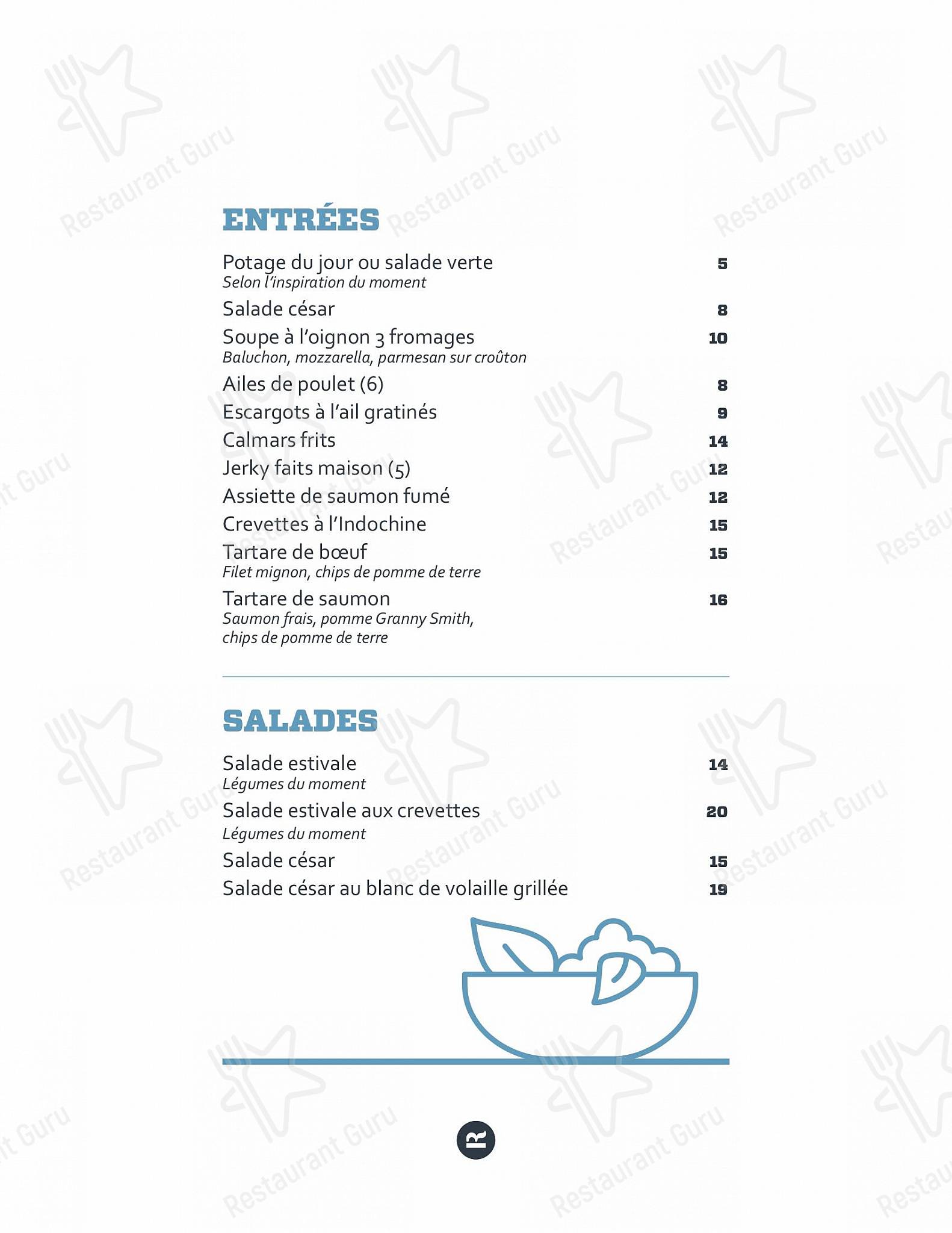Menu bar pour Resto Rio restaurant