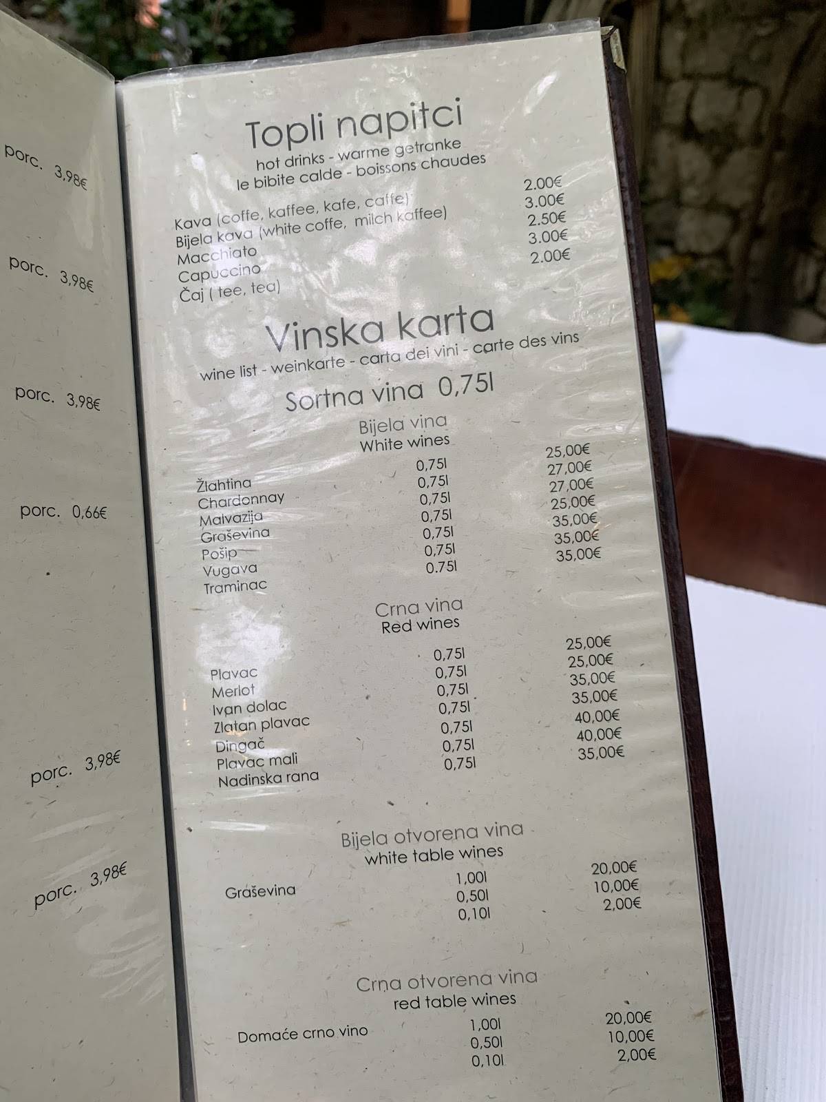Menu di Restoran Konoba Martinac 