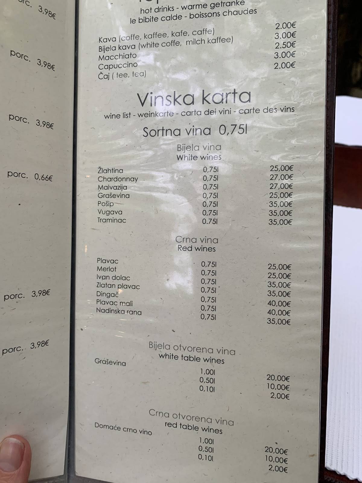 Menu di Restoran Konoba Martinac 