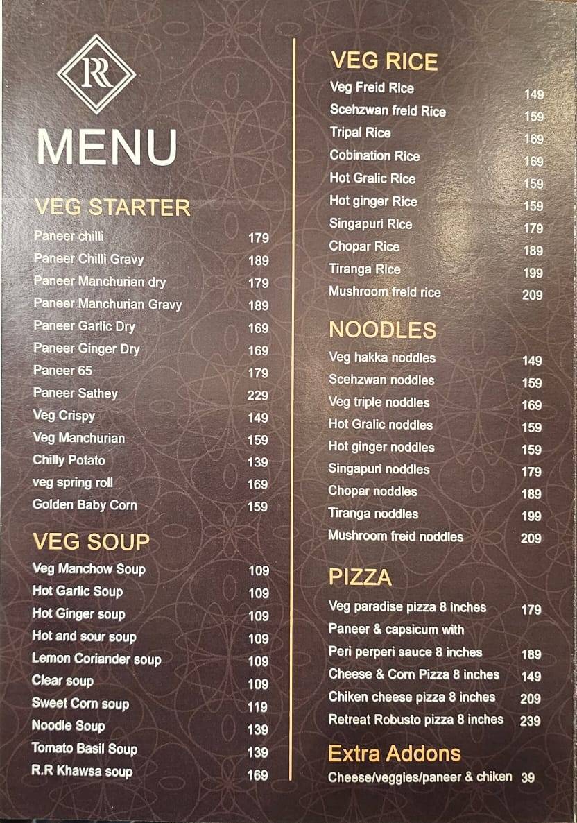 Retreat Restro menu