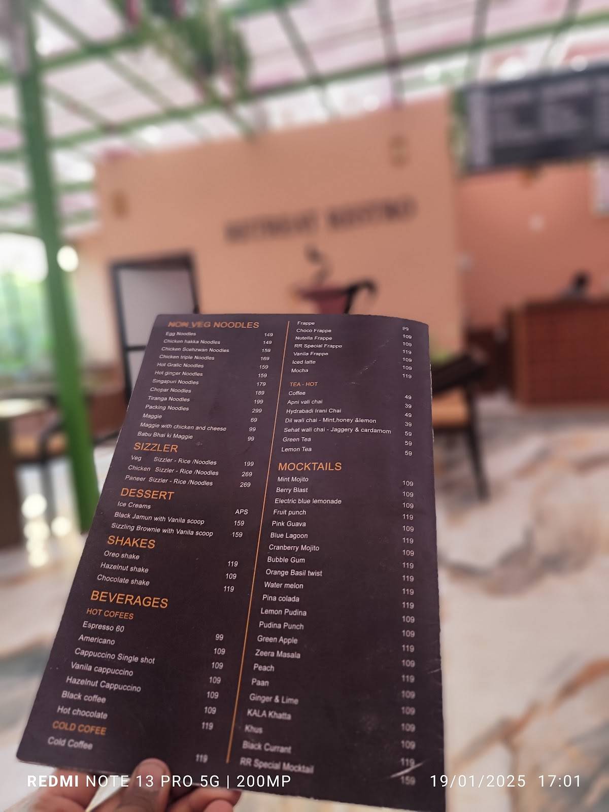 Retreat Restro menu