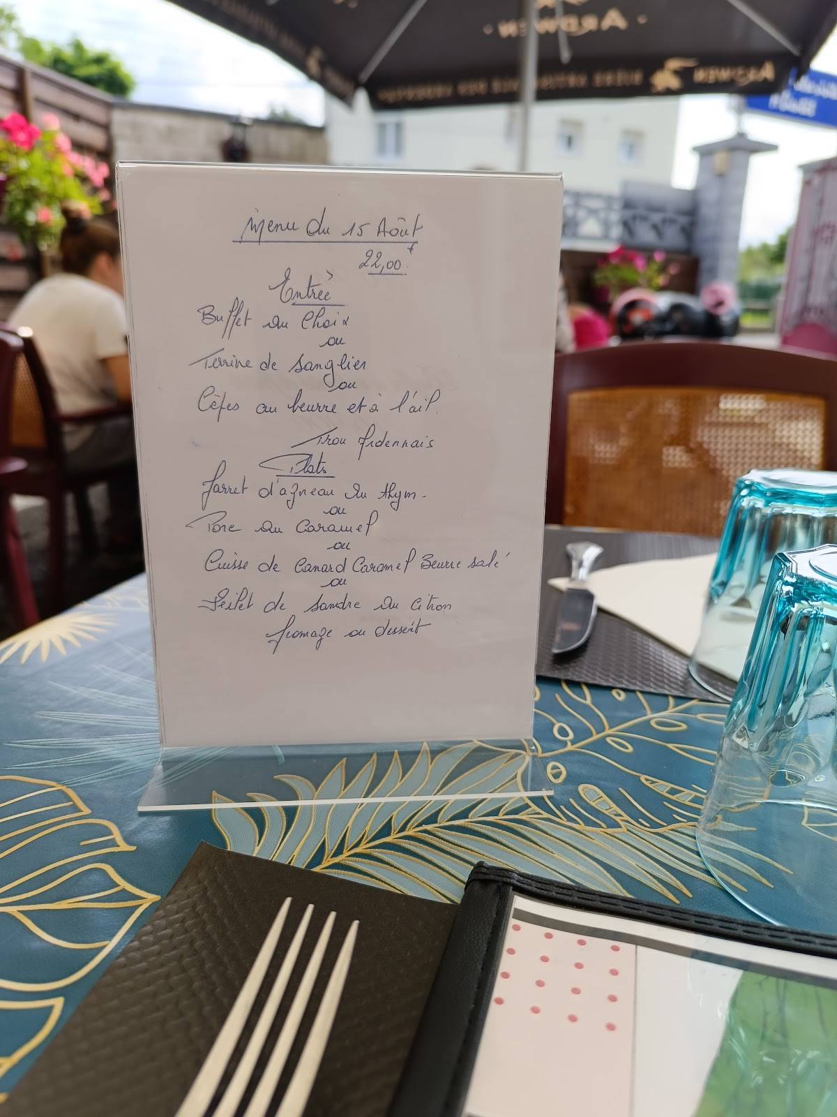 Menu de La bonne source