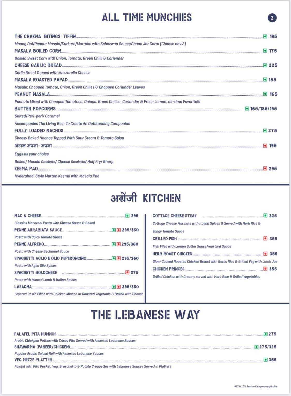 The Castle Microbrewery & Kitchen menu