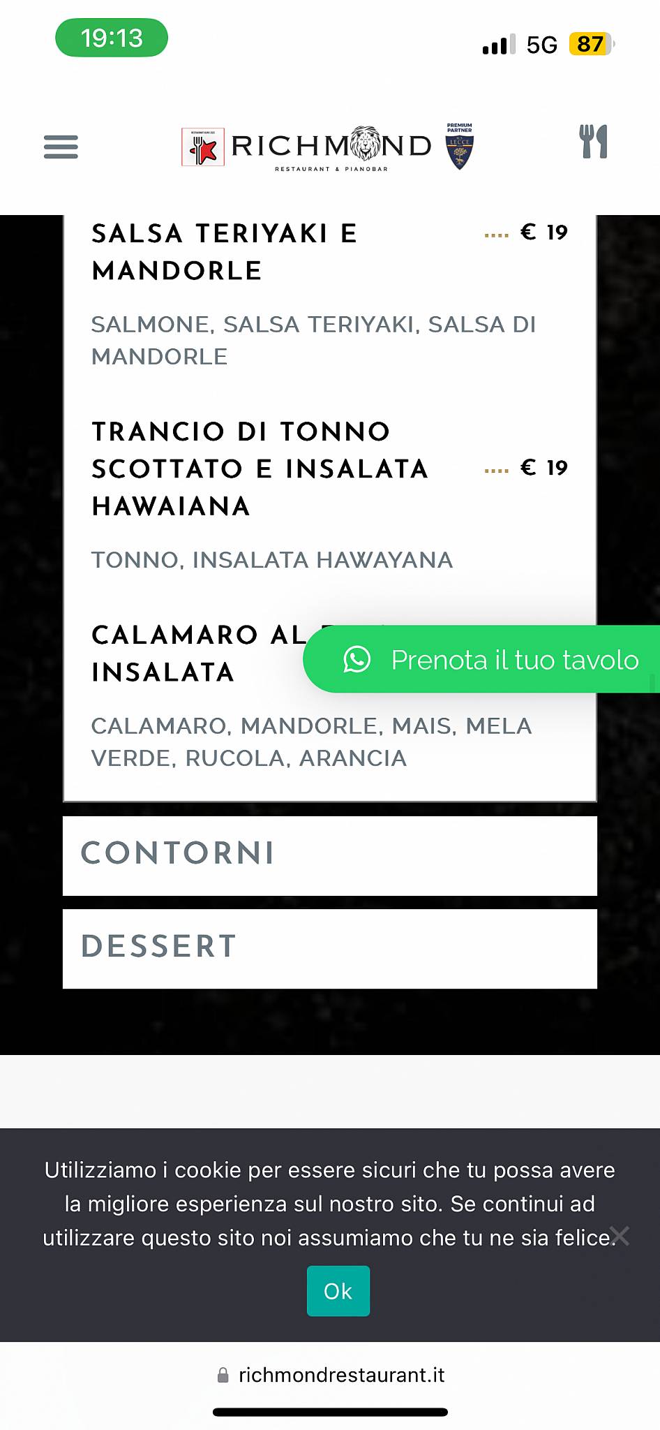 Menu de Richmond Restaurant