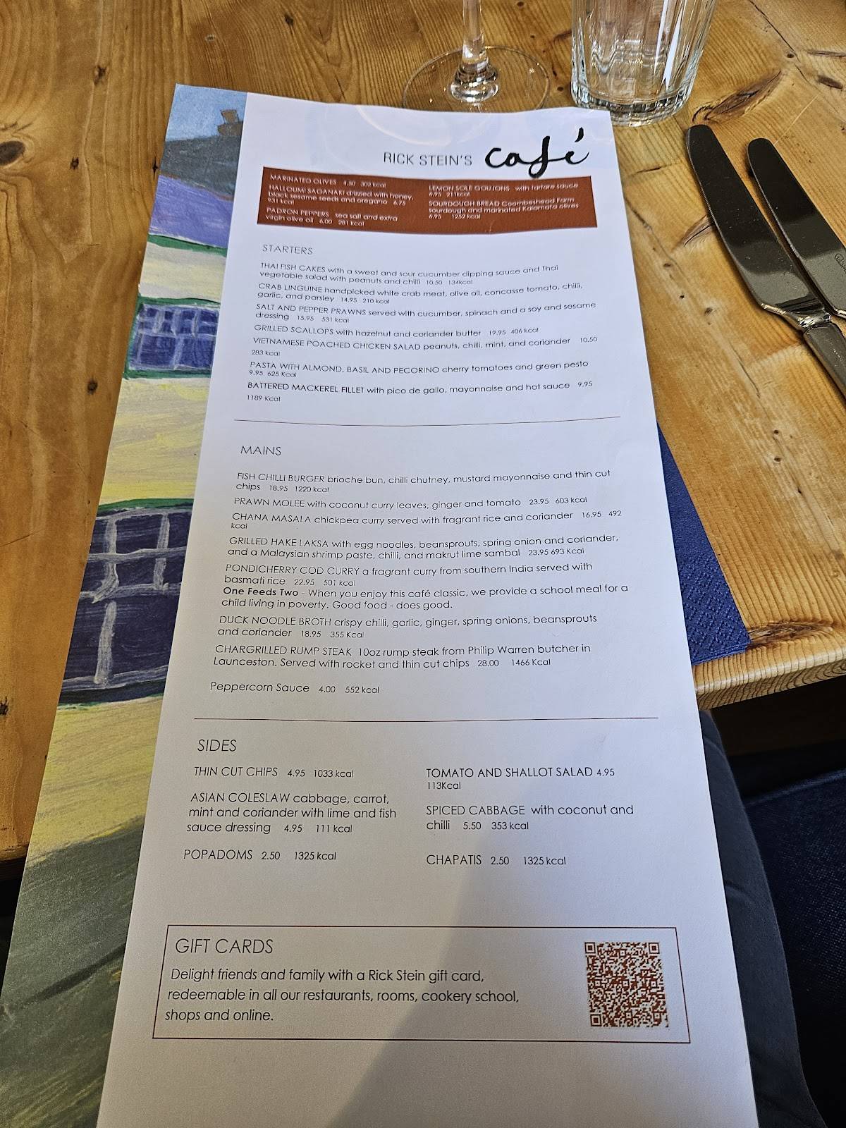 Menu at Rick Stein's Café cafe, Padstow, 10 Middle St