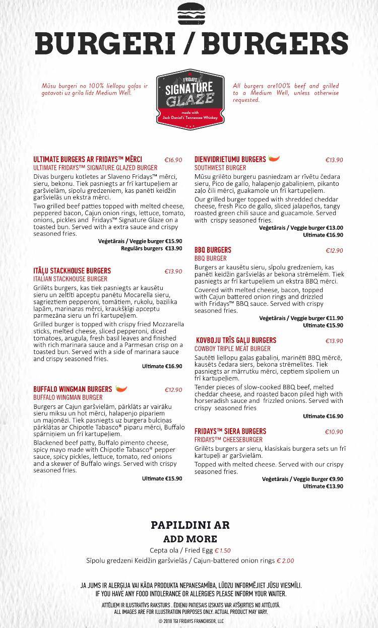 Menu de T.G.I. Friday's
