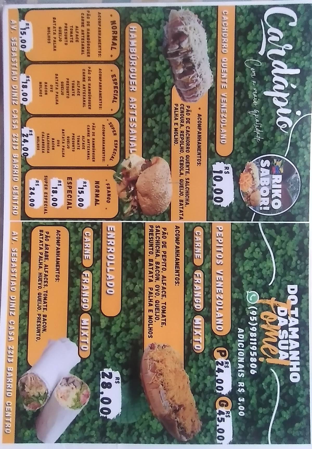 Riko Sabor cardápio