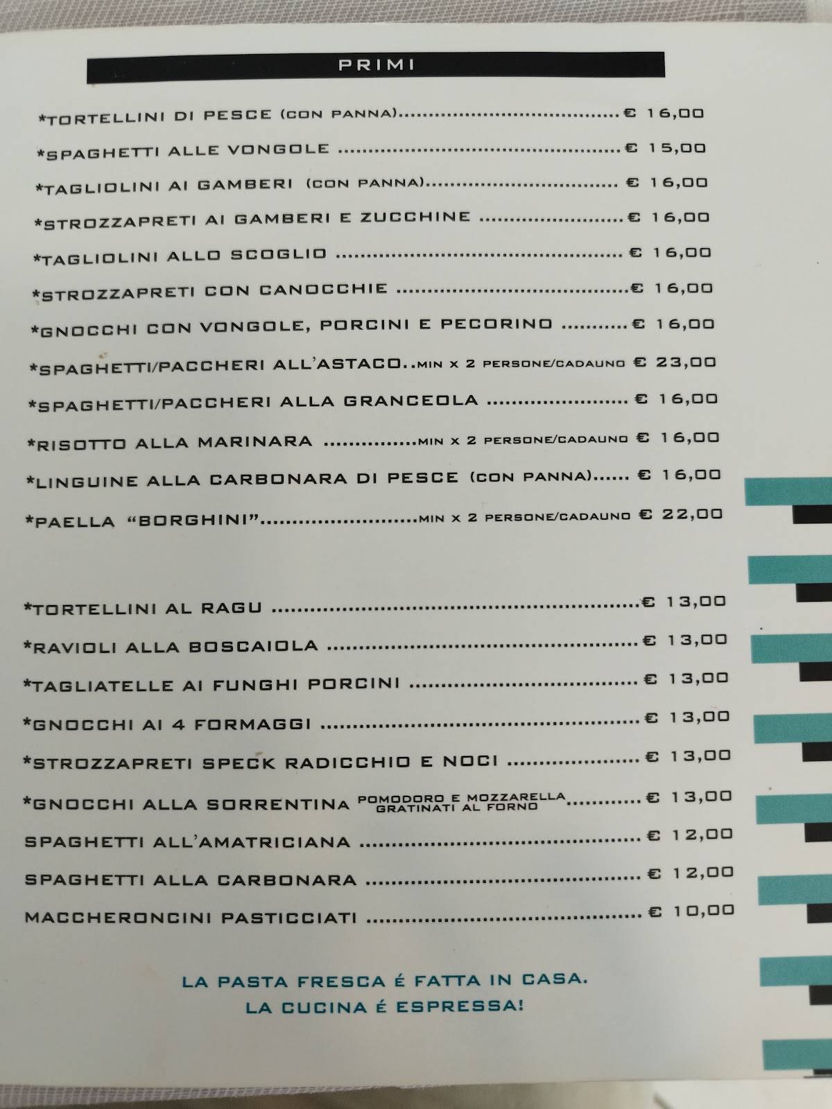 Menu di La Cappa Ristorante e Pizzeria 