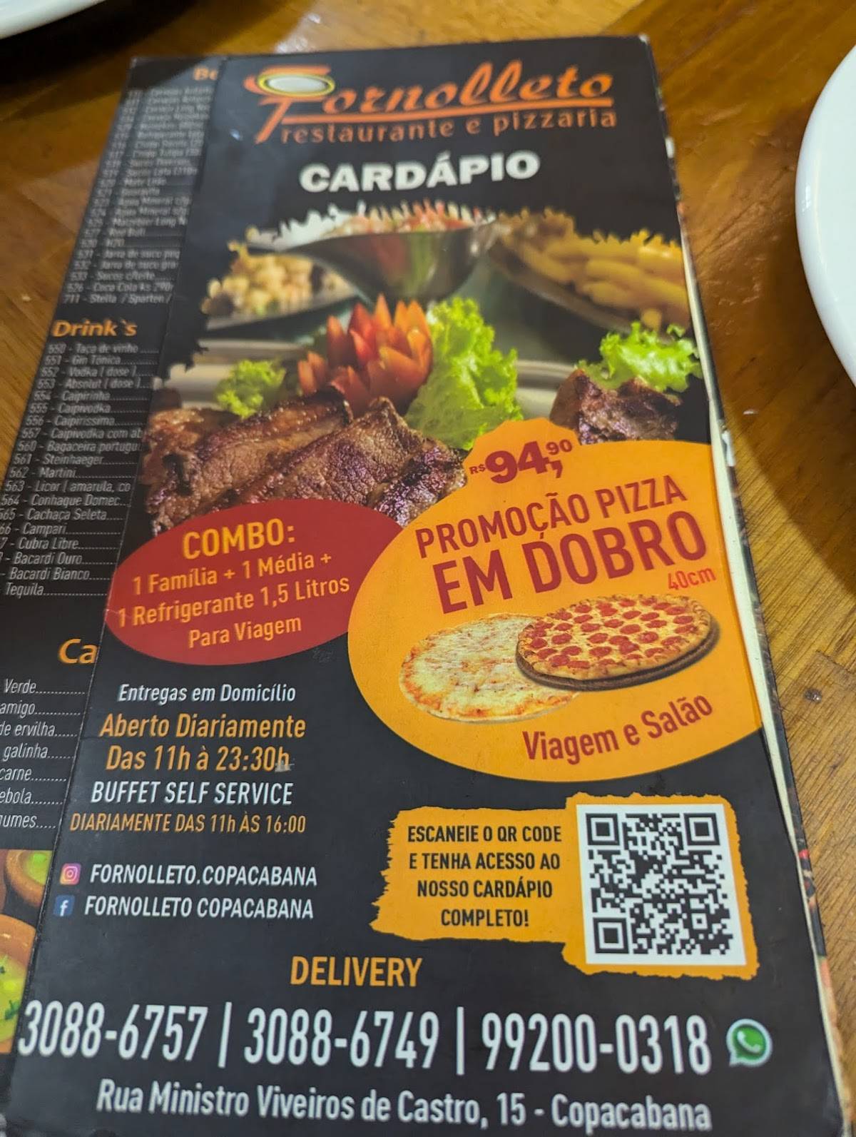 Fornolleto cardápio