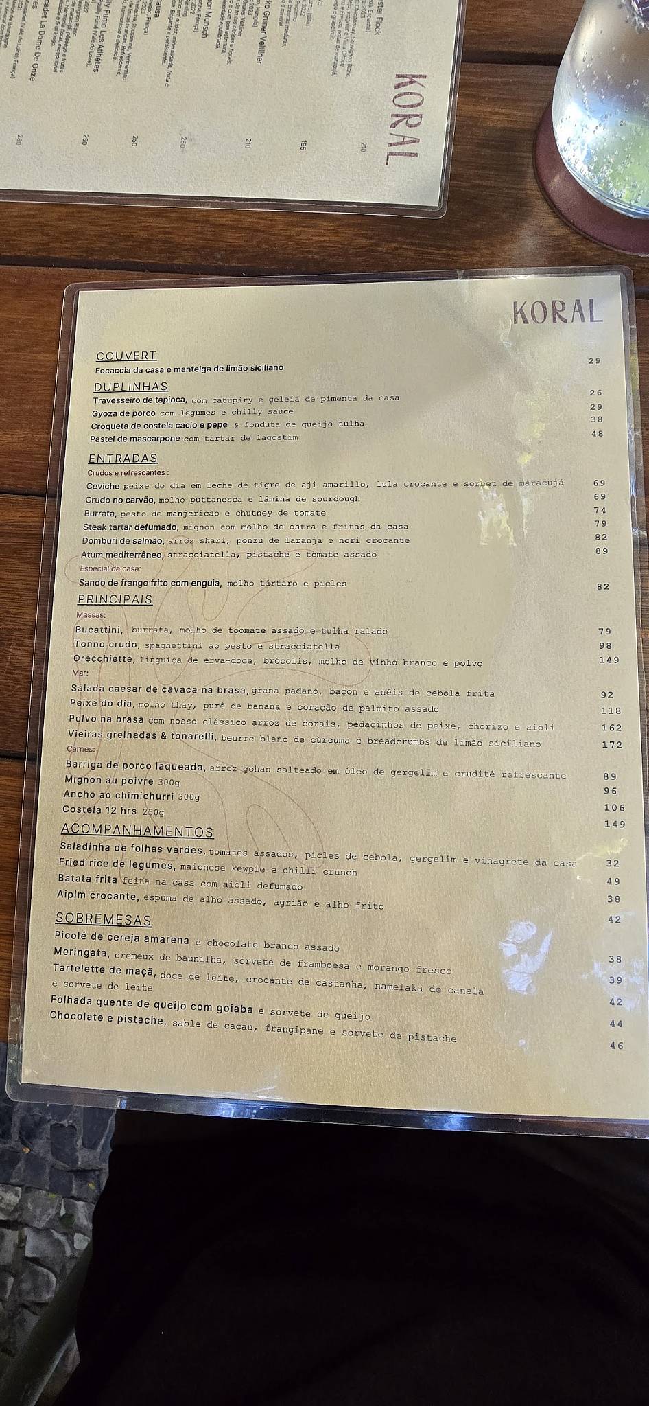 Koral Restaurante cardápio