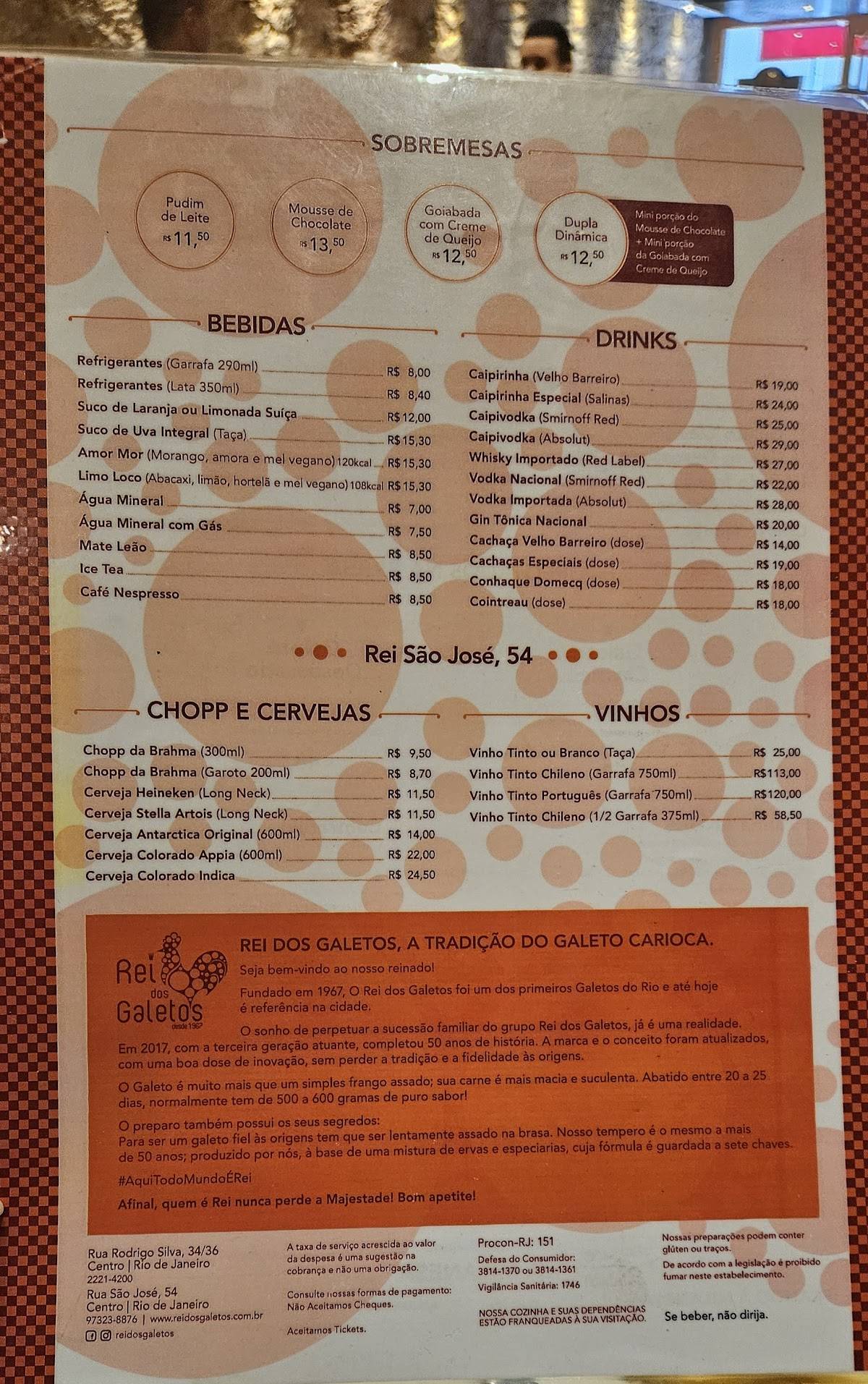 Rei dos Galetos cardápio