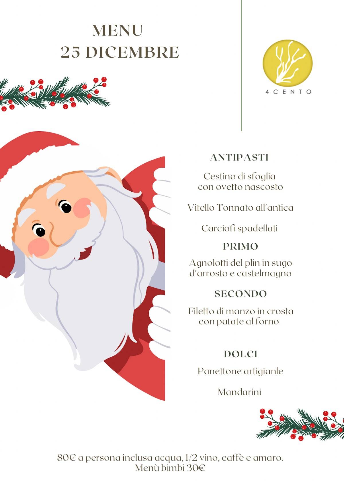 Menu di 4cento - Locanda con giardino 