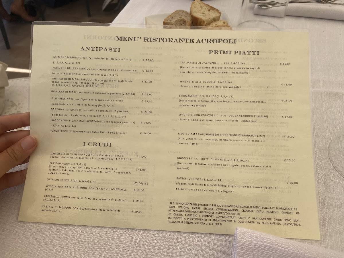 Menu di Ristorante Acropoli 