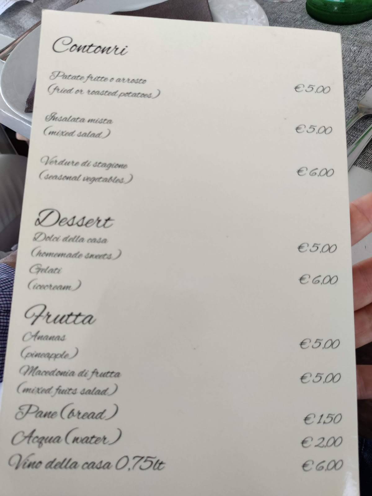 Menu di Ristorante "Al Capannone" Trevignano Romano 