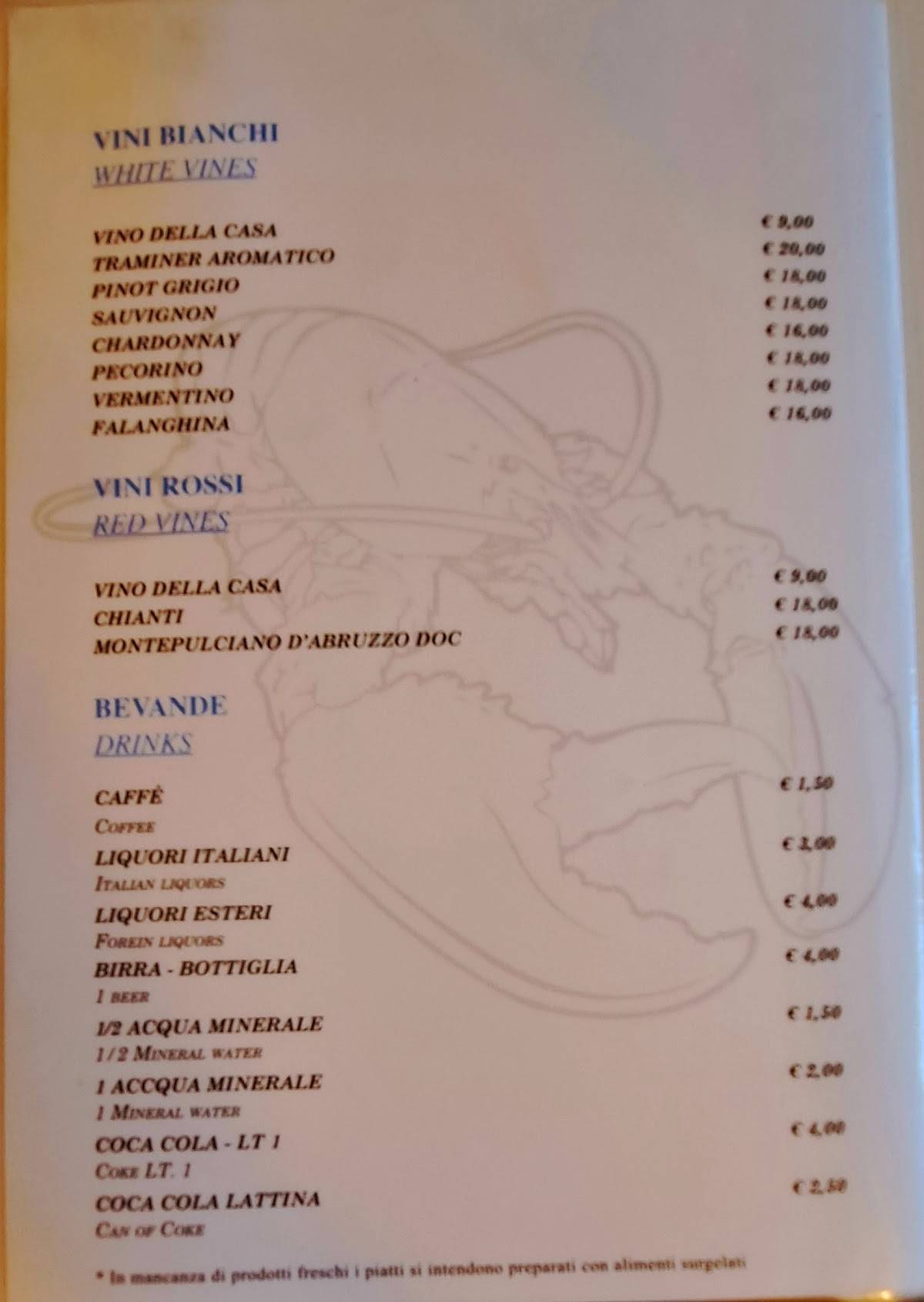 Menu di Ristorante Al Vecchio Mulino 
