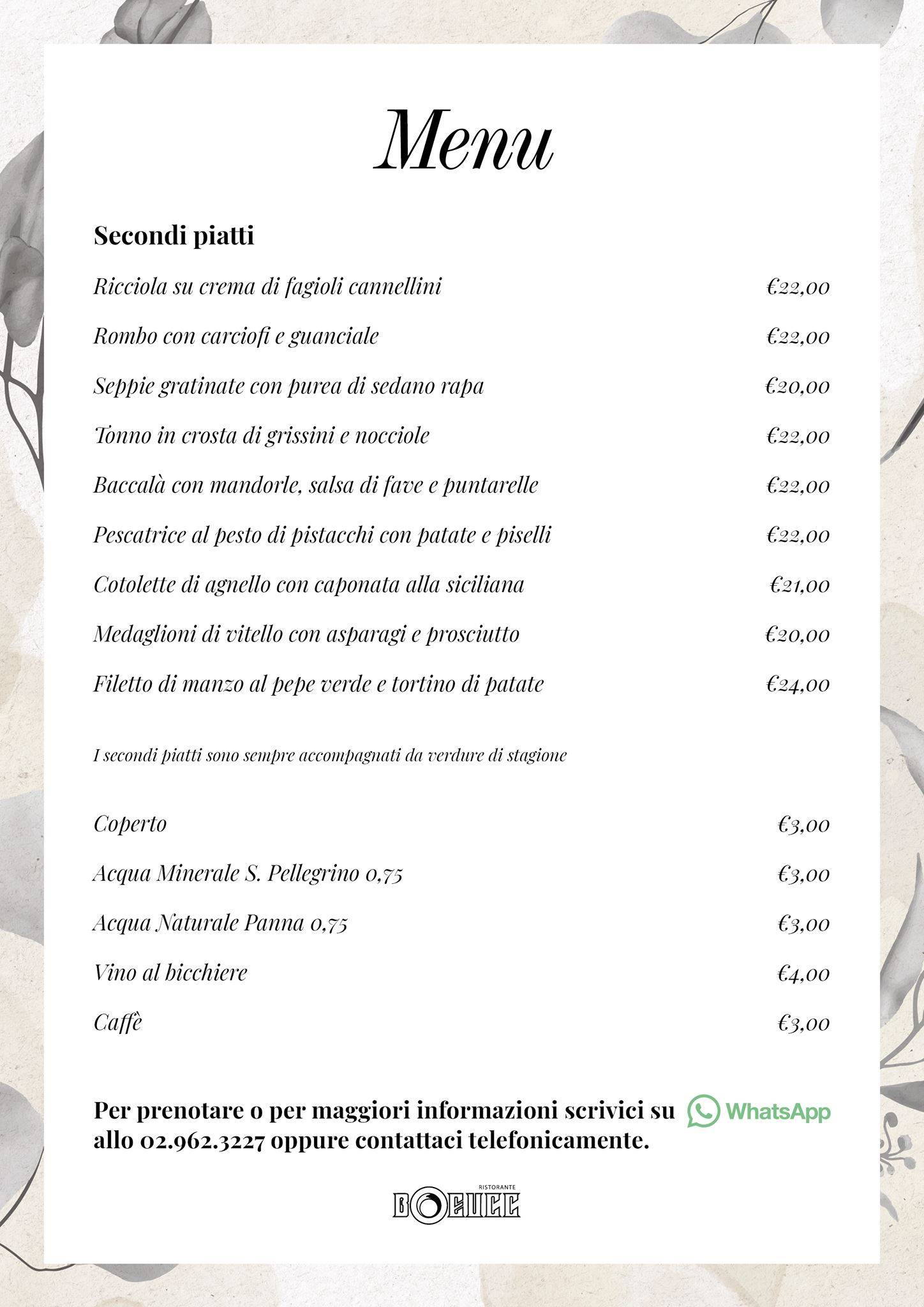 Menu di Ristorante Boeucc 