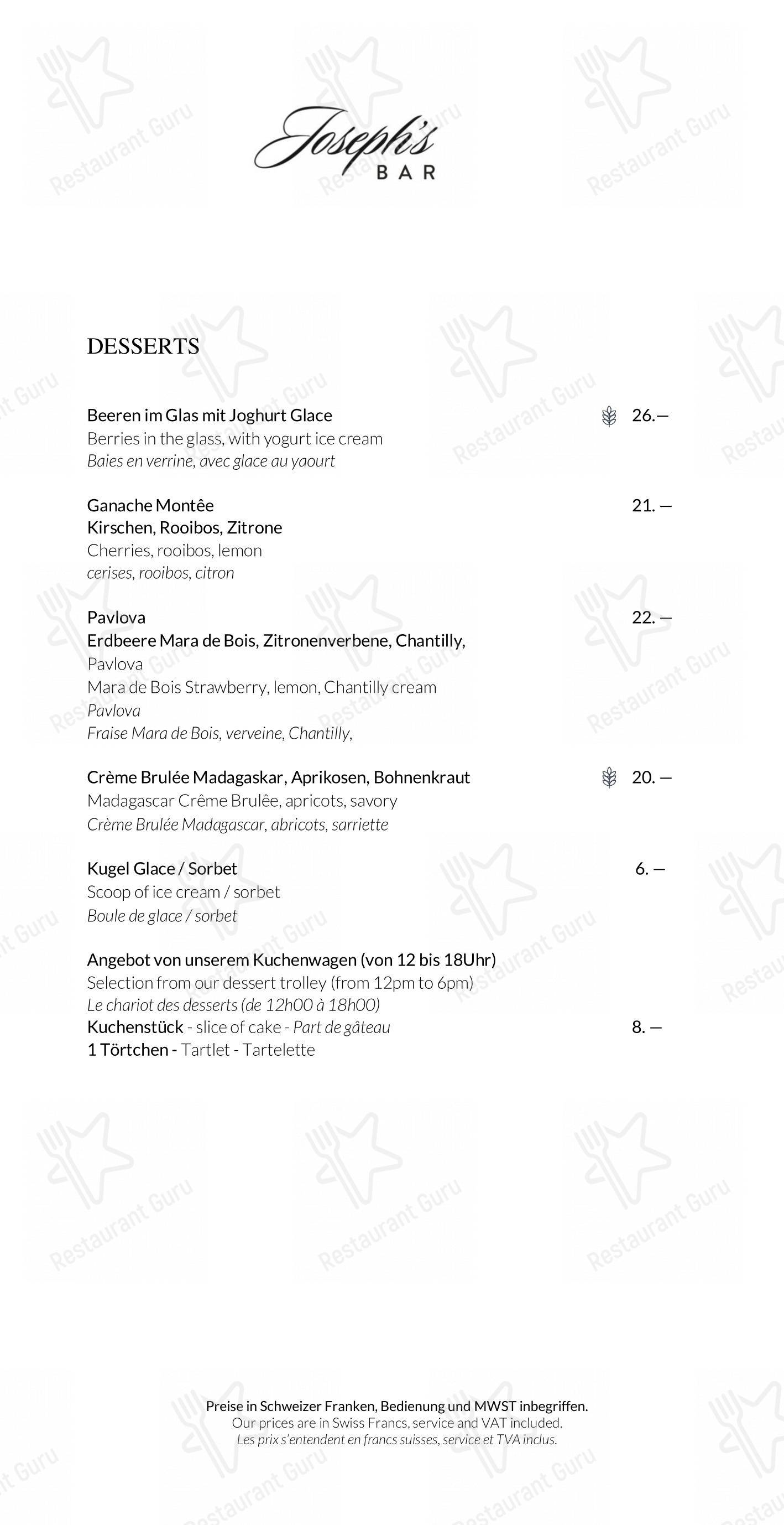 Menu bar per Ristorante Capri in Zermatt