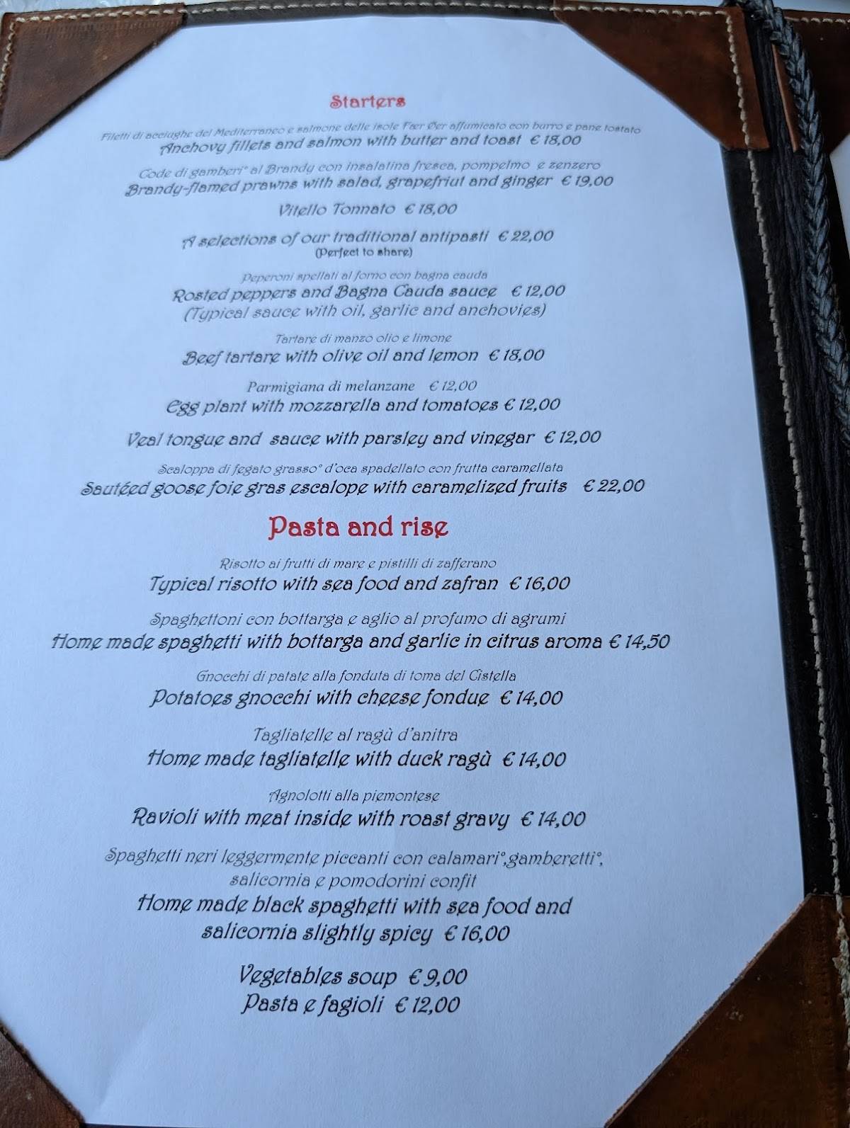 Menu di Ristorante Castagneto dal 1969 