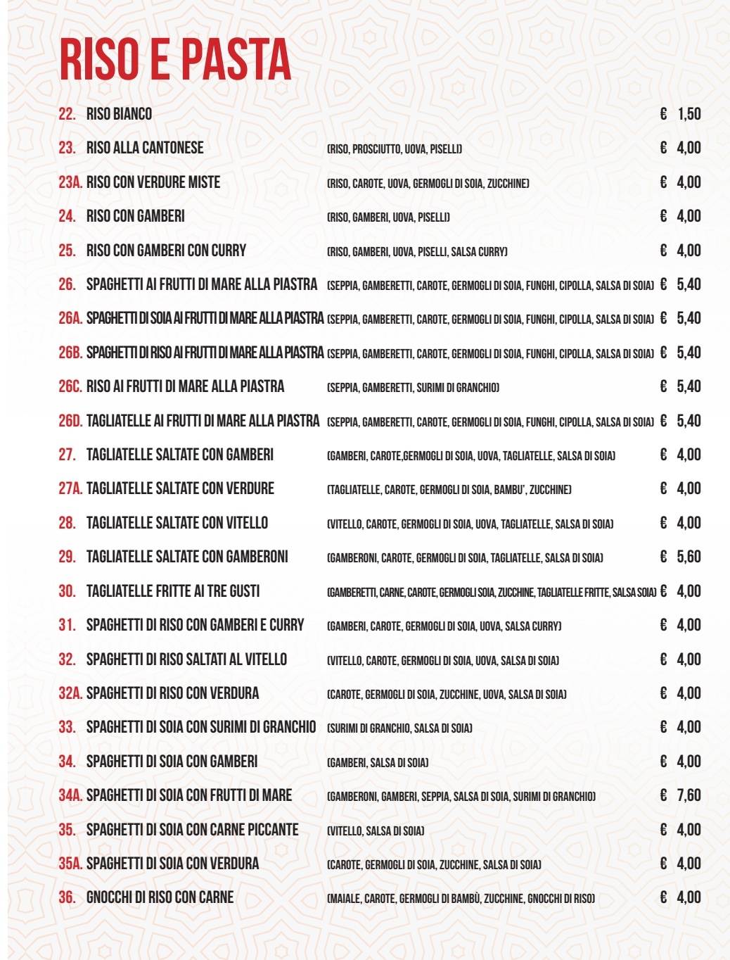 Menu di Ristorante cinese ASIA 