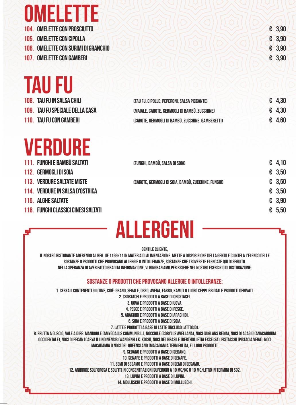 Menu di Ristorante cinese ASIA 