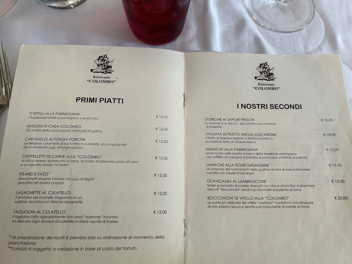 Menu di Ristorante Colombo Polesine Parmense 