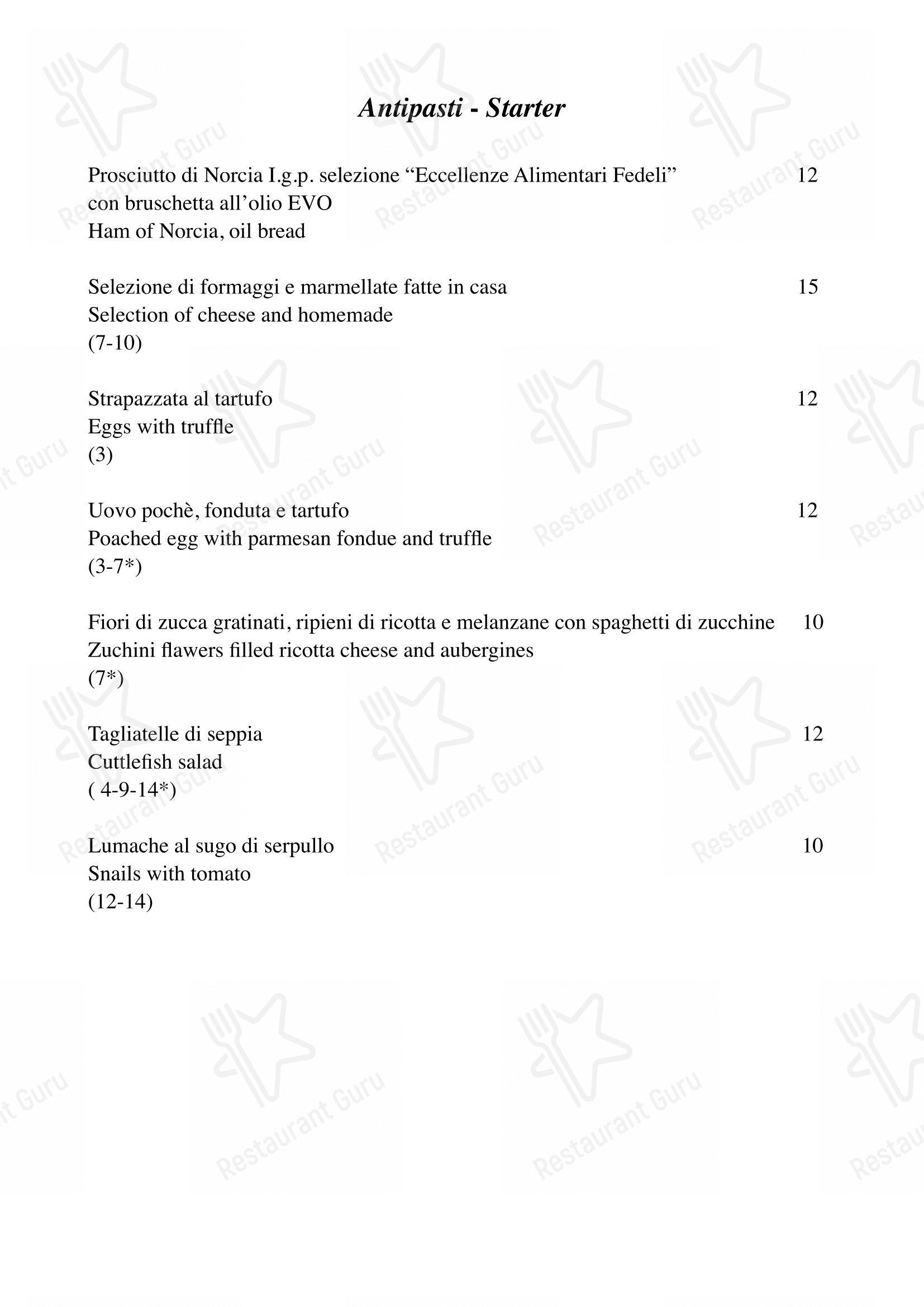 Menu di Ristorante Del Mercato - Menu bar