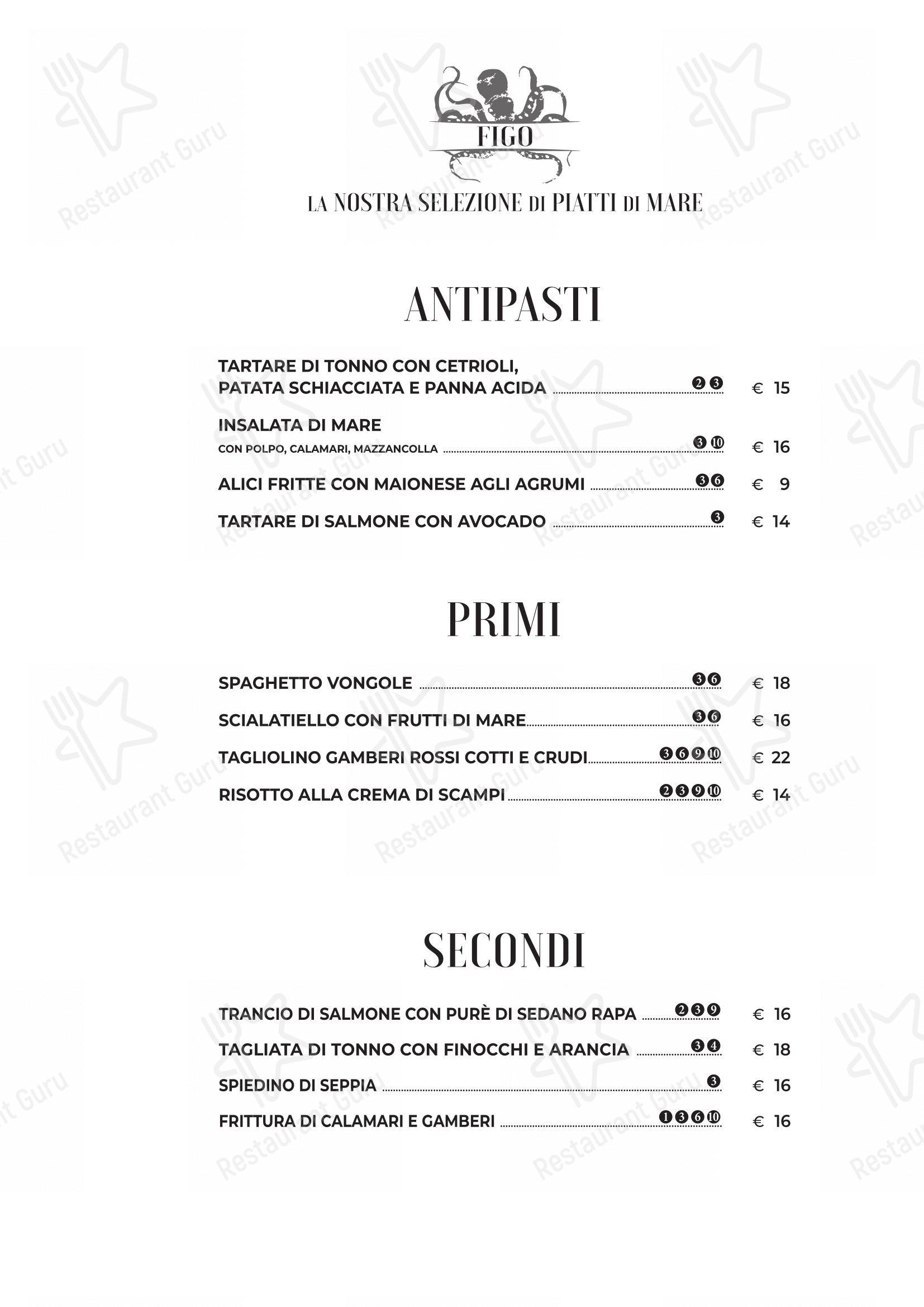 Menu per Ristorante Figo Nomentana in Roma