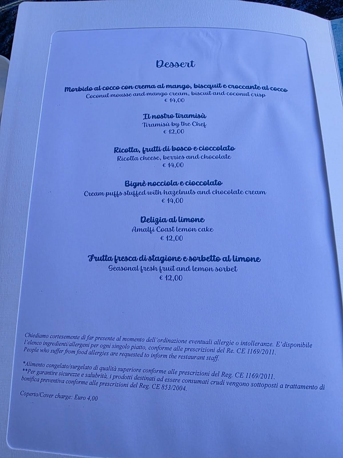 Menu di Ristorante Franchino 
