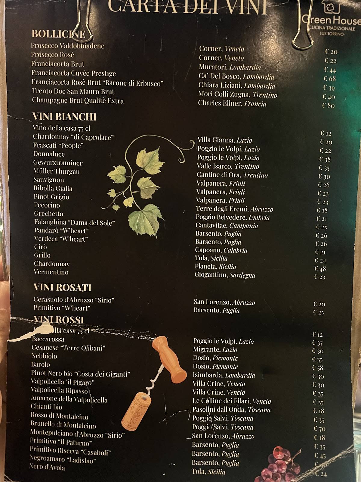 Menu di GreenHouse 