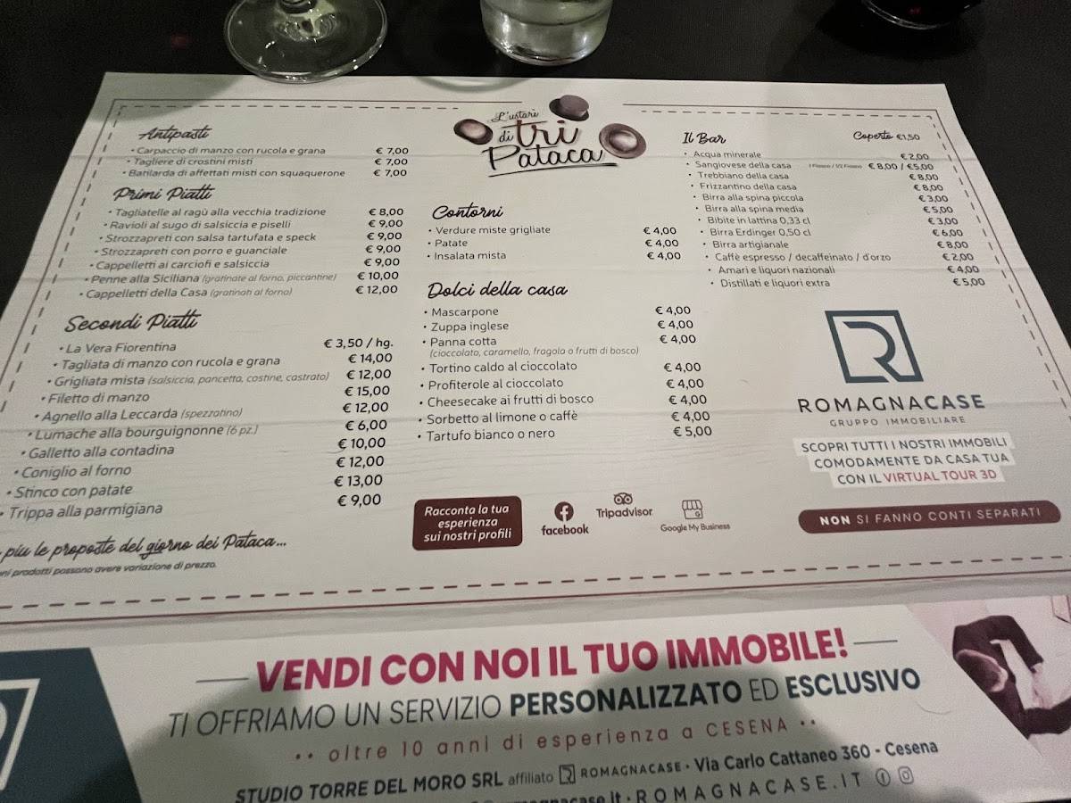 Menu di Ristorante I Tri Pataca 