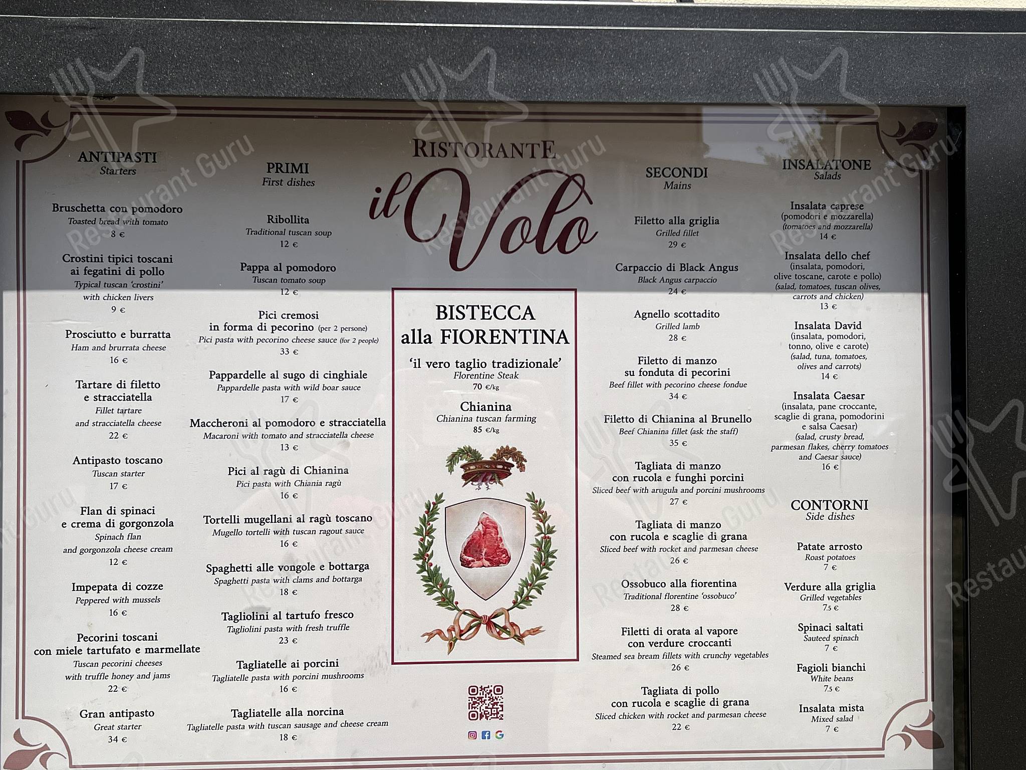 Menu di Ristorante IL VOLO Steakhouse - pasti e bevande