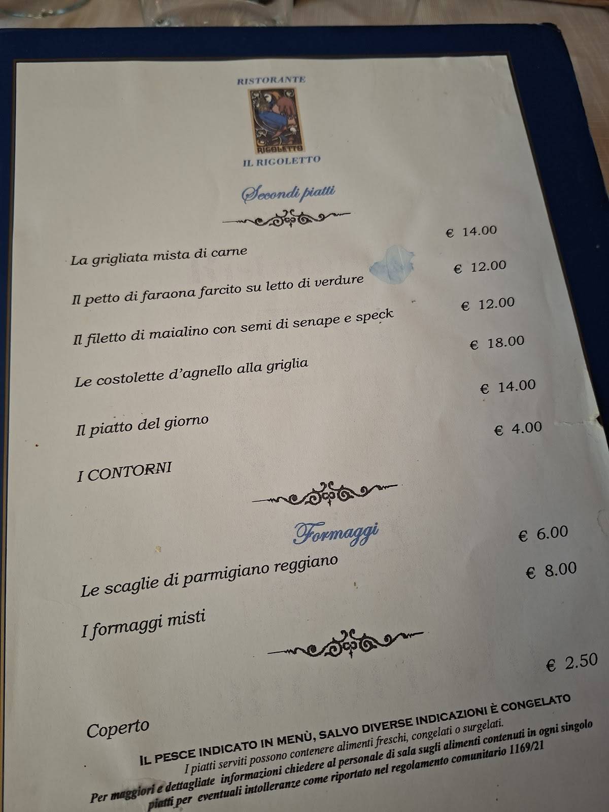 Menu di Ristorante Il Rigoletto 