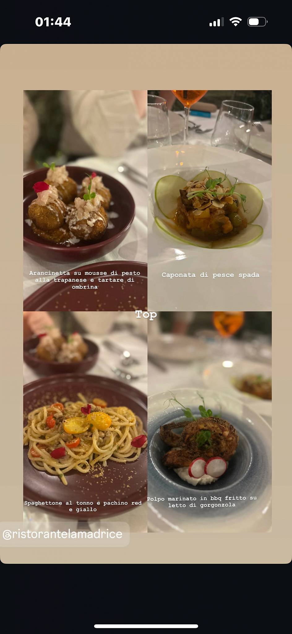Menu di Ristorante La Madrice 