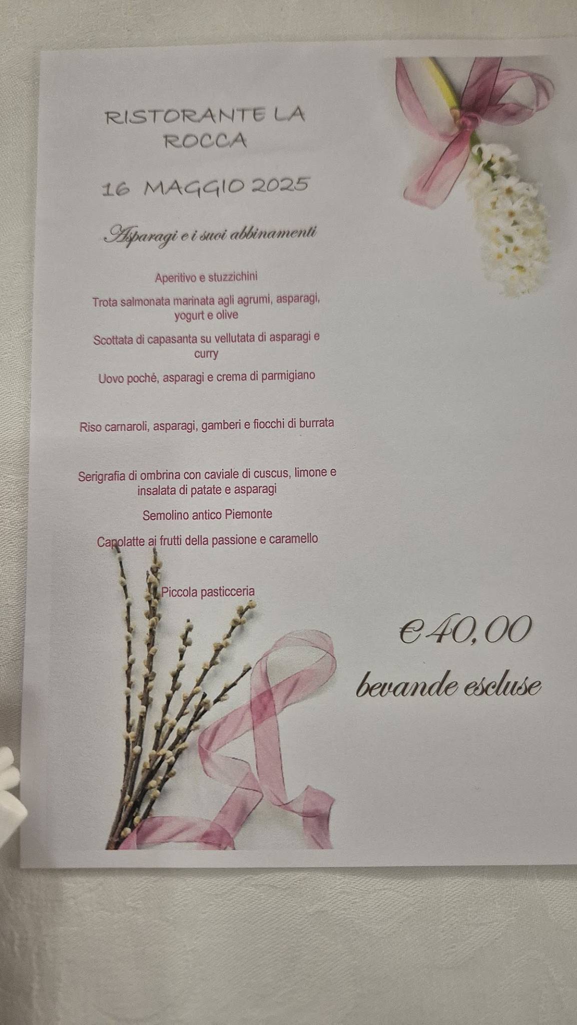 Menu di Ristorante La Rocca di Sparone 