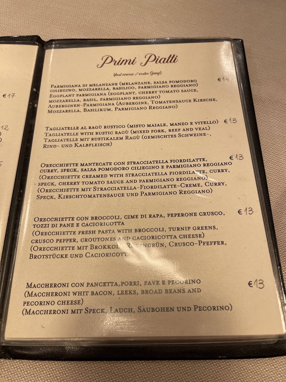 Menu di Ristorante La Taverna 