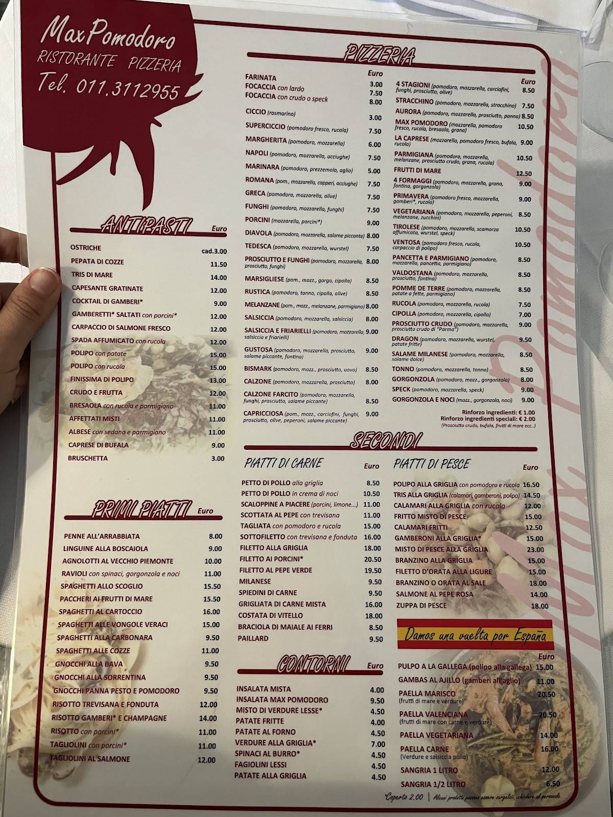 Menu di Ristorante Max Pomodoro 
