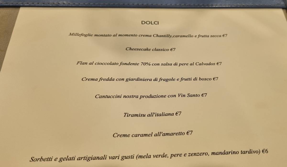 Menu di Ristorante Oscar 