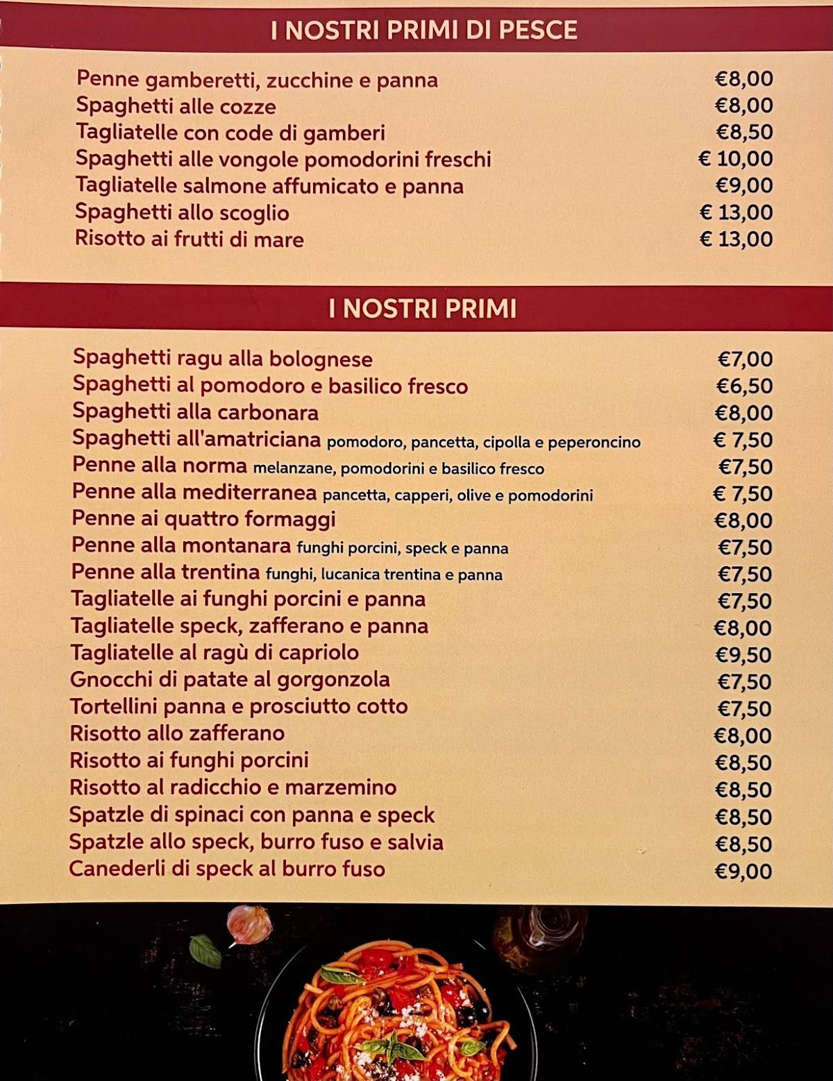 Menu di Pizzeria Ristorante alla Mostra 
