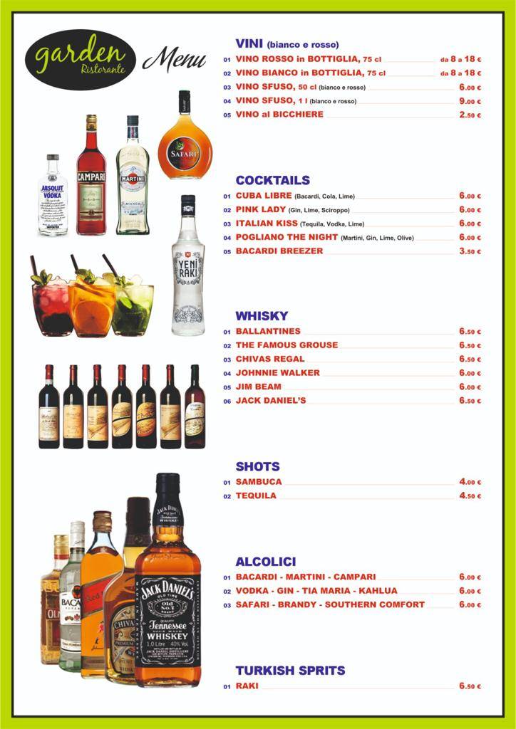Menu di Ristorante Pizzeria Garden Kebap 