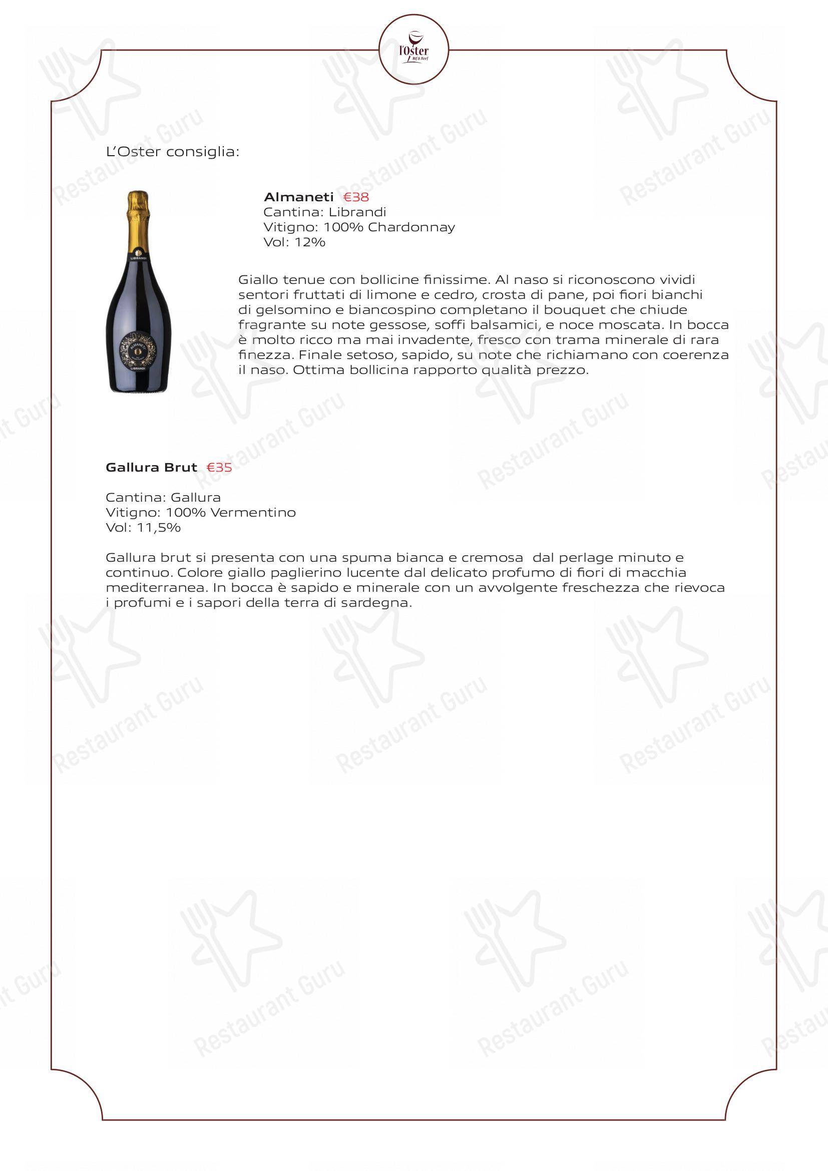 Крафт меню per L'Oster Bif & Beef Restaurant in Grassobbio