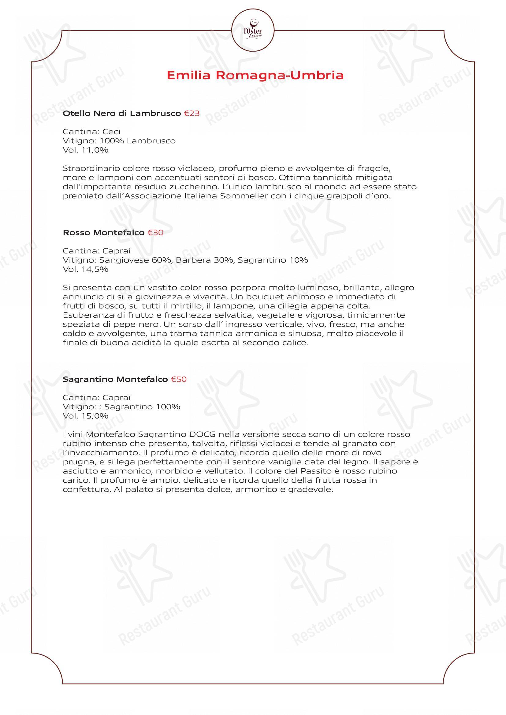 Крафт меню per L'Oster Bif & Beef Restaurant in Grassobbio