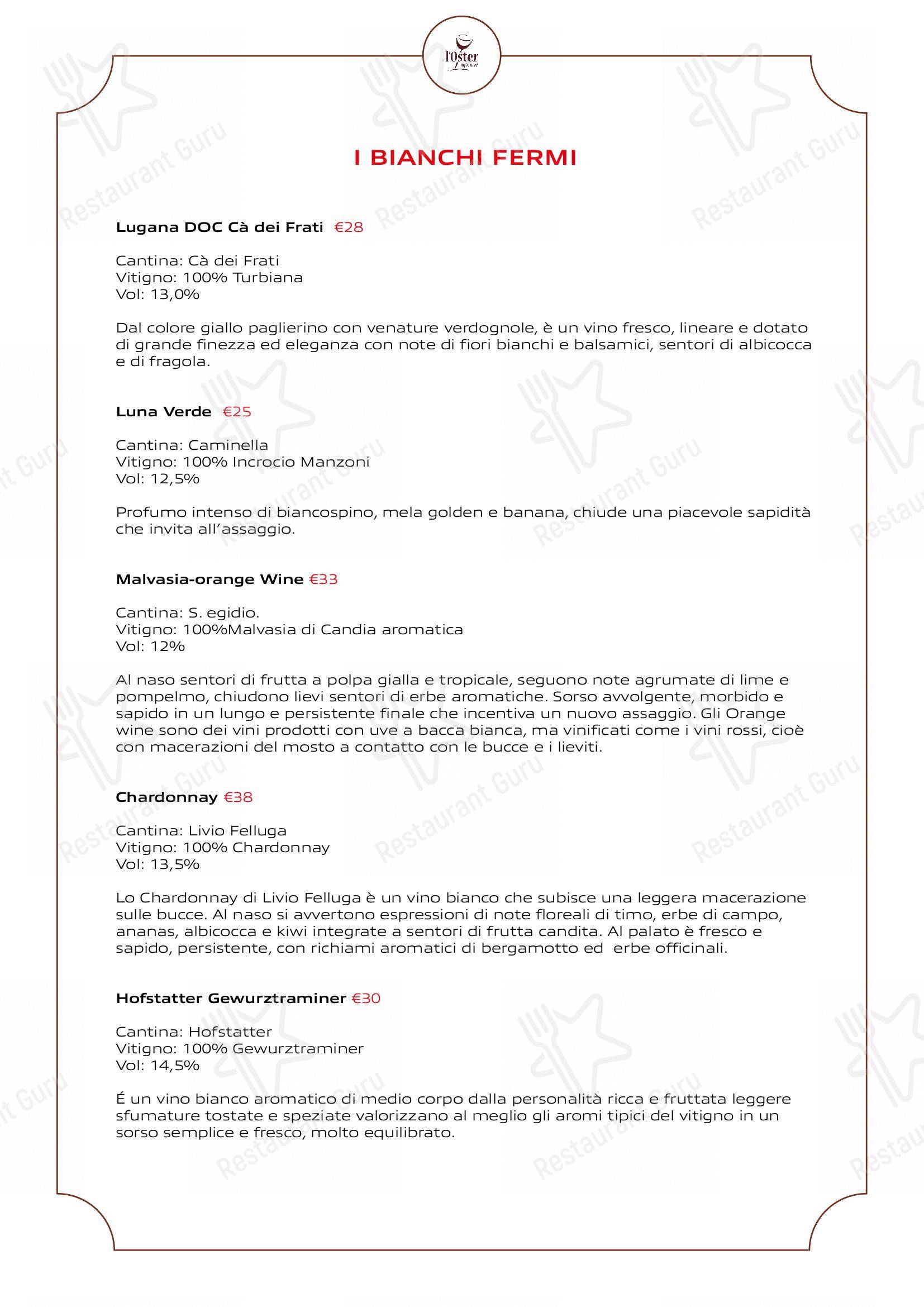 Основное меню per L'Oster Bif & Beef Restaurant ristorante