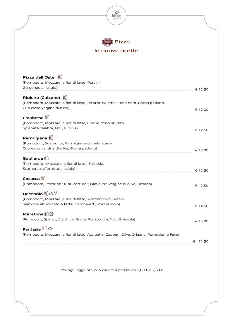 Menu di Ristorante - Pizzeria L'Oster Bif & Beef 