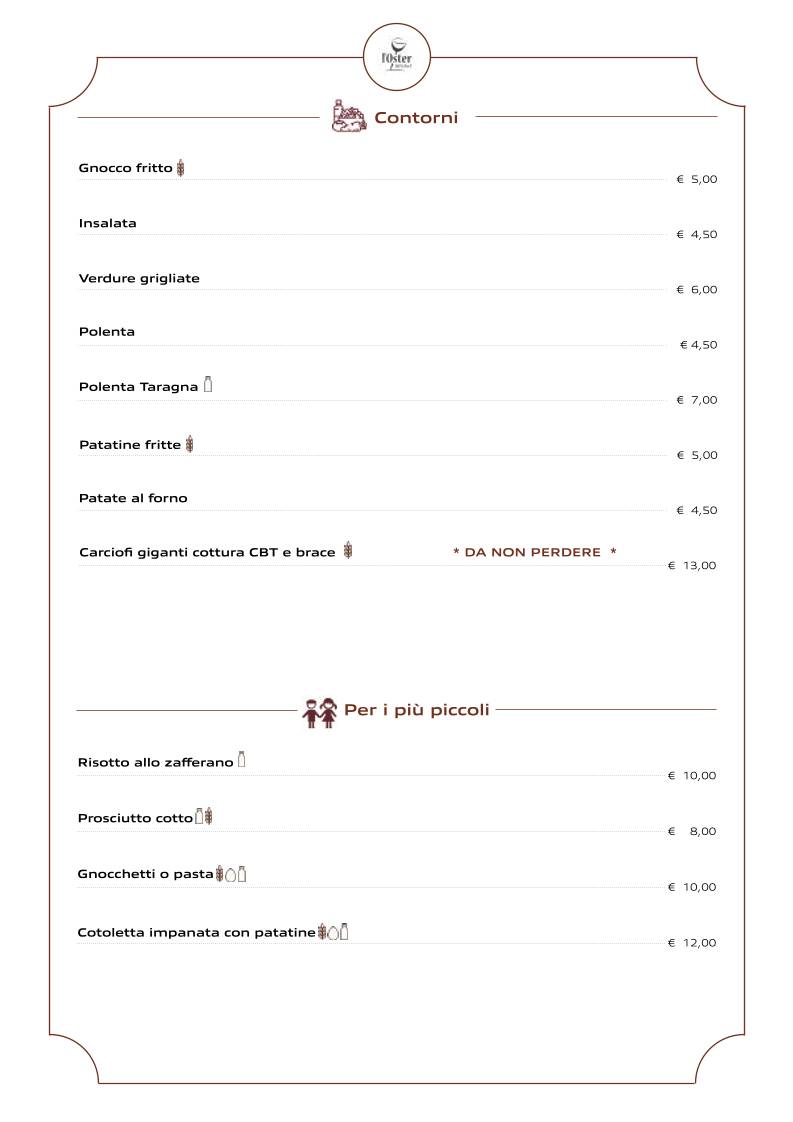 Menu di Ristorante - Pizzeria L'Oster Bif & Beef 
