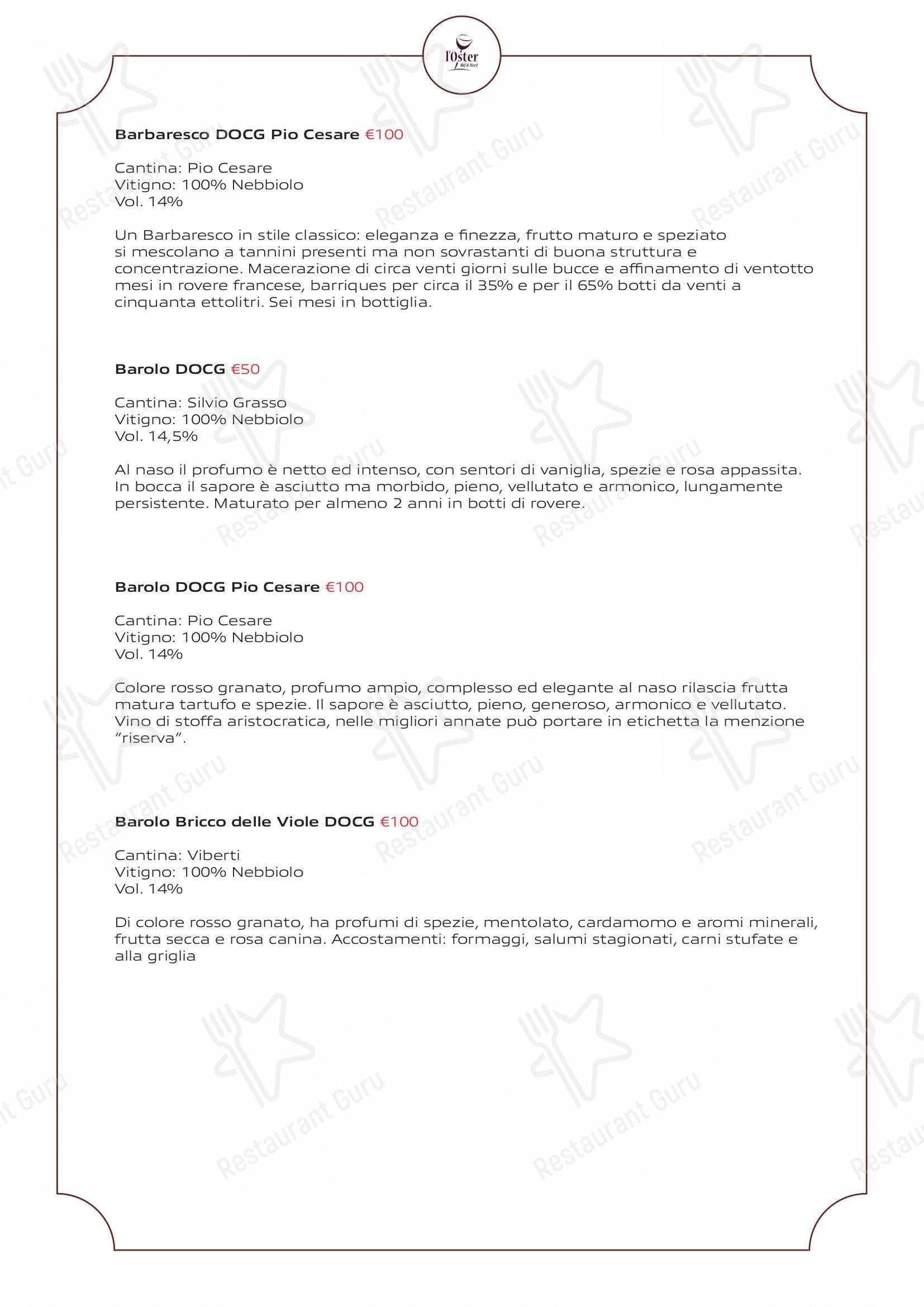 L'Oster Bif & Beef Restaurant in Grassobbio - Крафт меню