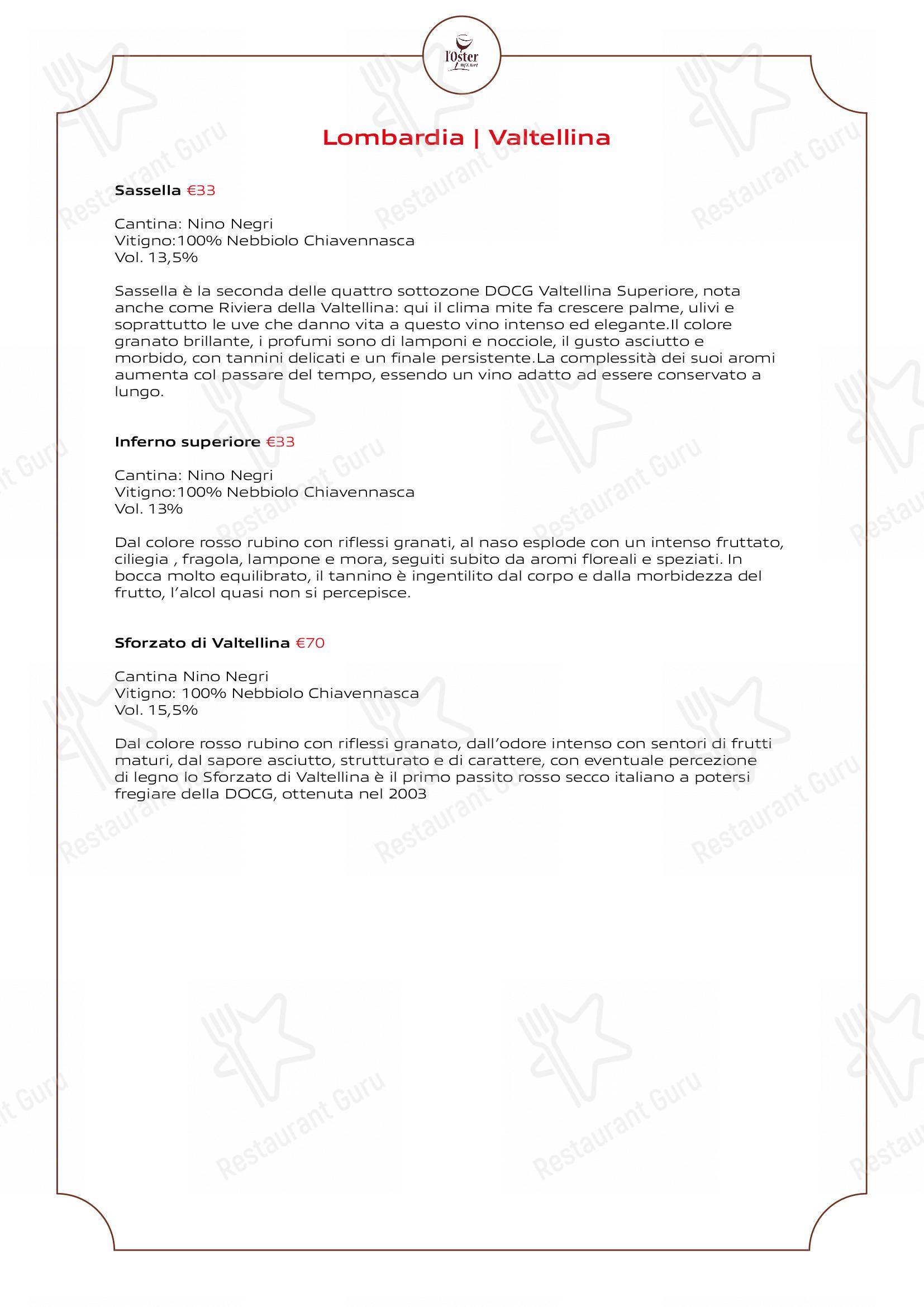 Основное меню per L'Oster Bif & Beef Restaurant ristorante